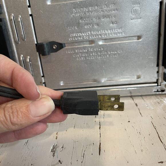 Vintage Montclair Electronic Toaster 2 Slice Chrome Wood Panel Works 52-263-6 - Picture 8 of 9